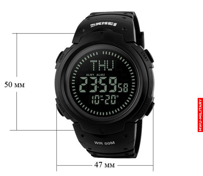 Годинник тактичний SKMEI 1231 Compass Чорний 1231black фото