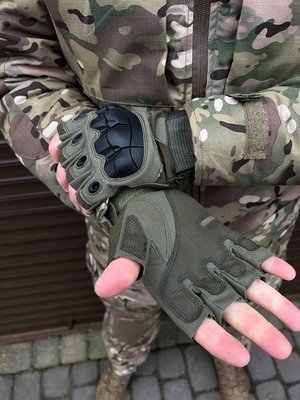 Рукавиці безпалі Oakley Tactical Pro з кісточками Олива bayr_oak_o фото