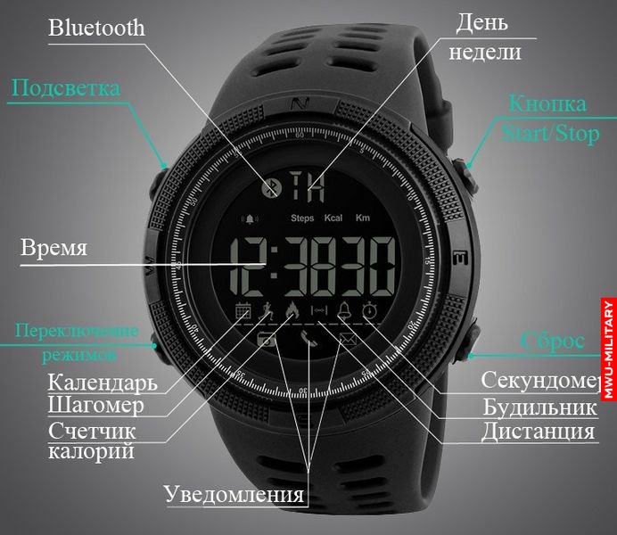 Смарт-годинник тактичний SKMEI 1250 Clever Чорний 1250black фото