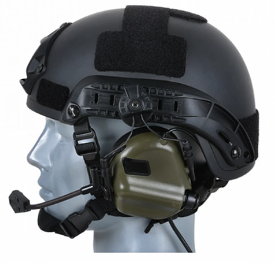 Тактичні навушники EARMOR M32H з кріпленнями під шолом Олива EA001677 фото