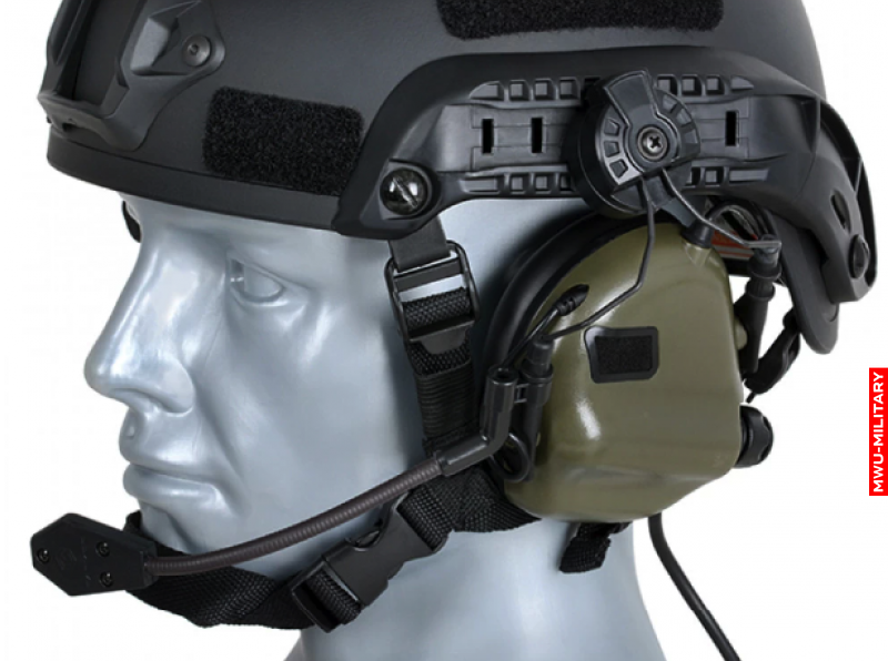 Тактичні навушники EARMOR M32H з кріпленнями під шолом Олива EA001677 фото
